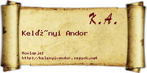 Kelényi Andor névjegykártya