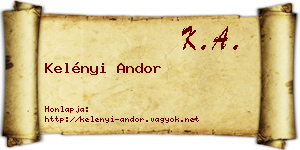 Kelényi Andor névjegykártya